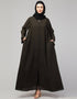 Modern Abaya with Detachable Zip for Modesty and Style In Shade of Olive